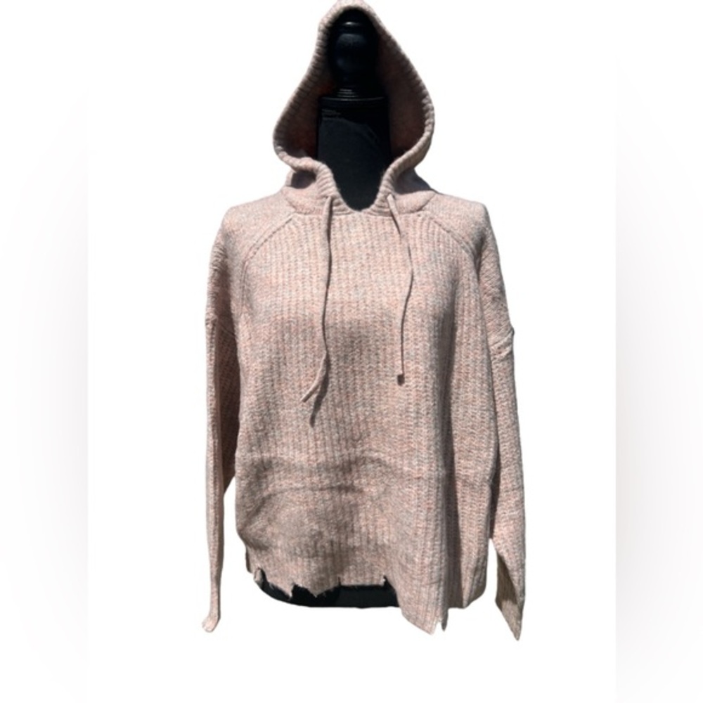 Olivaceous Hoodie Sweater Distressed Hem Drawstring soft size medium‎ dusty pink
